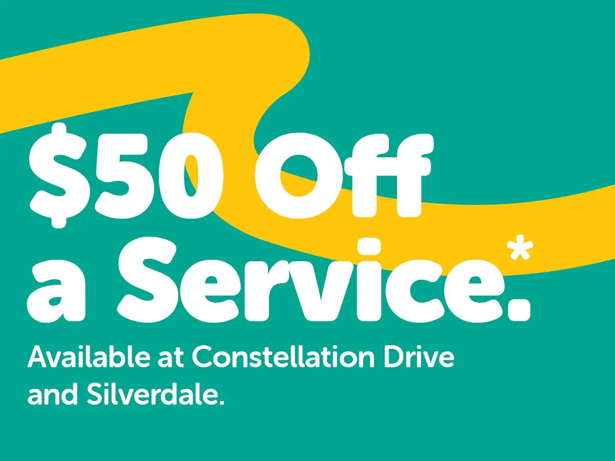 $50 off a service at AMI MotorHub. Available at Silverdale and Constellation Drive.