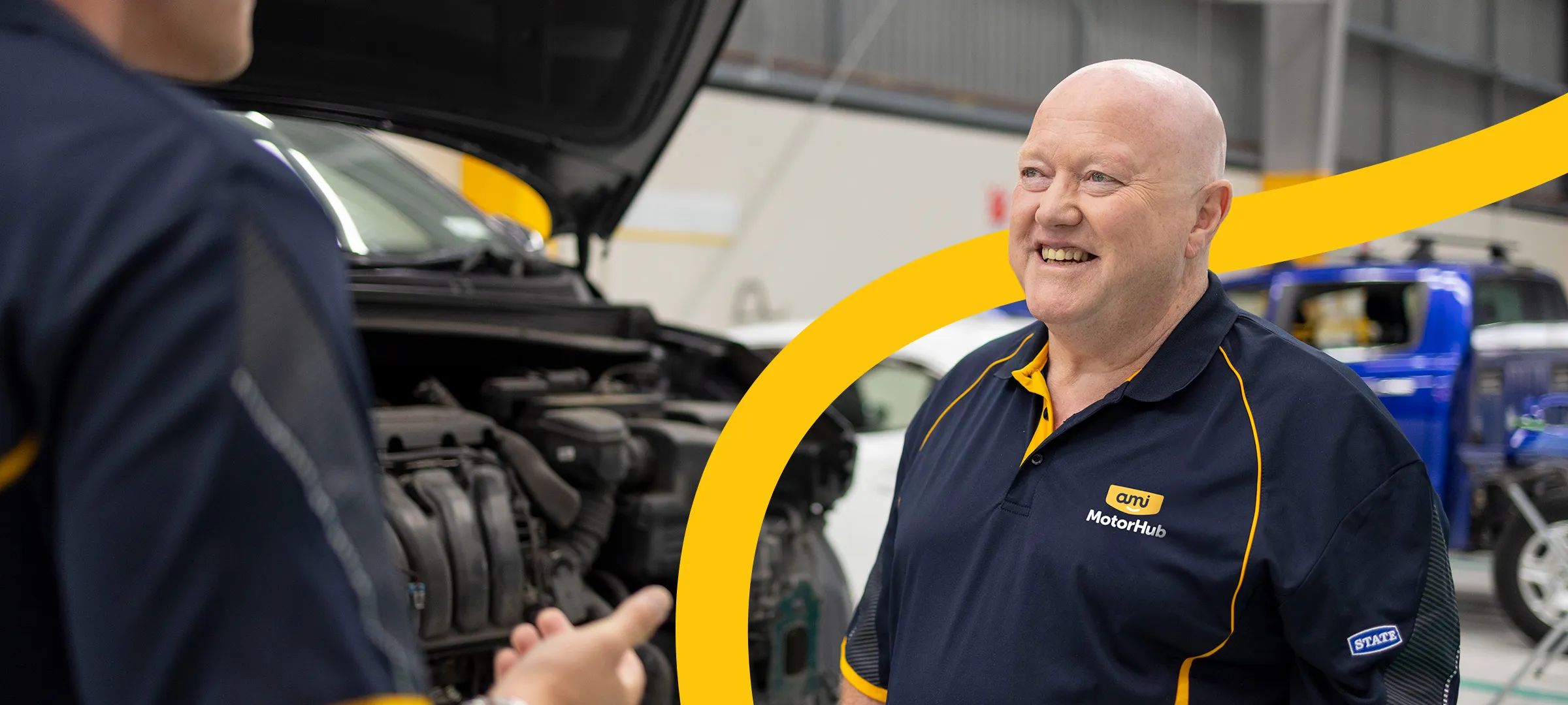 Gary Geeves, CEO of AMI MotorHub, in the workshop